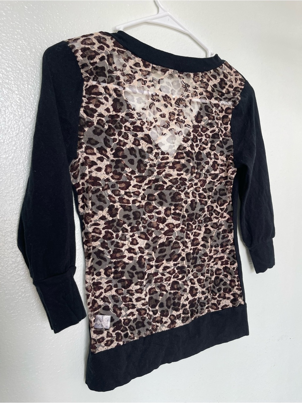 Zenana Outfitters Leopard Print Overlay Top in Black and Brown